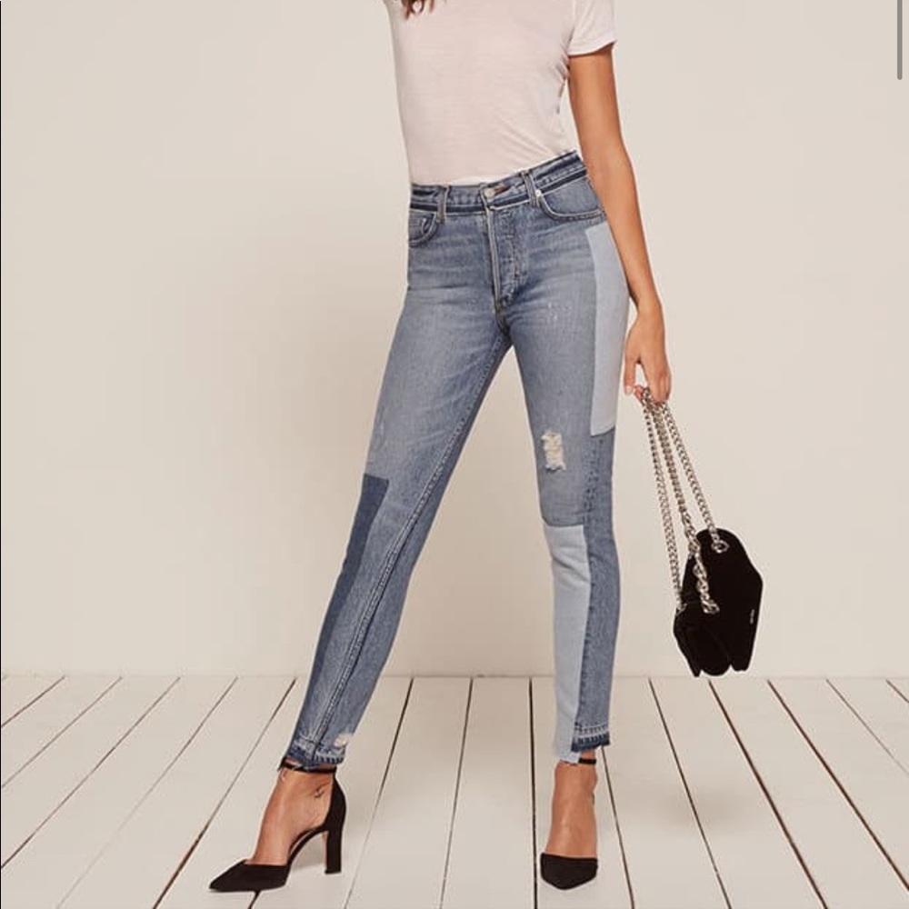 Reformation Skinny Patch Jeans